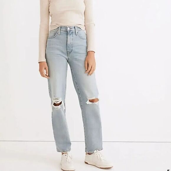 MADEWELL The Perfect Vintage Straight Jean Knee-Rip Edition Size‎ 26 High Rise - Picture 1 of 8